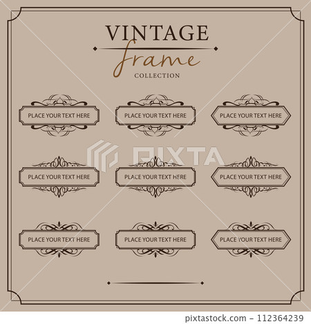 Vintage frames set. Retro design elements. Vector illustration. 112364239