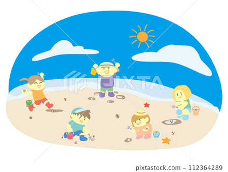 孩子狩獵多個蛤 112364289