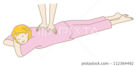 穿著按摩服的可愛女人臉朝下躺著接受按摩 簡單的插圖向量 穿著按摩服的可愛女人臉朝下躺著接受按摩 簡單的插圖向量 112364492