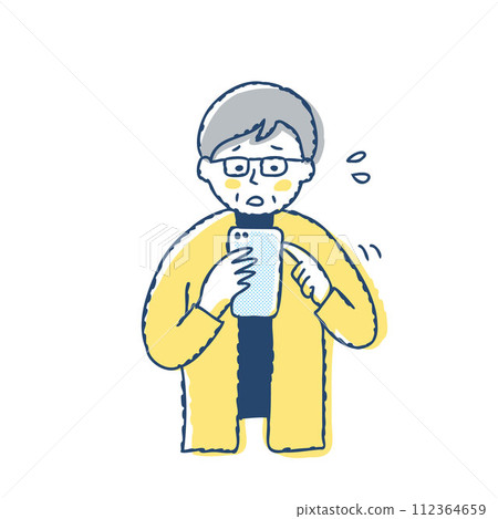 操作智慧型手機遇到困難的高階女性 操作智慧型手機遇到困難的高階女性 112364659