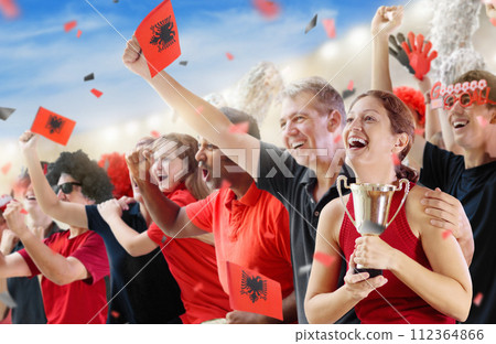 Albania football team supporter on stadium Albania football team supporter on stadium 112364866
