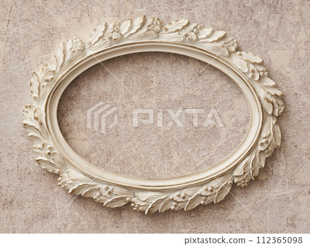 Antique picture frame hanging on marble background Antique picture frame hanging on marble background 112365098