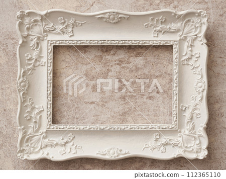 Antique picture frame hanging on marble background 112365110