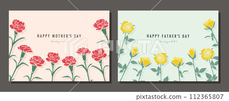 Mother's Day Father's Day Material Set Frame Background Vector Illustration Carnation Rose 112365807