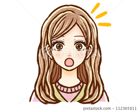 一個驚訝的棕色頭髮成年女性的插圖素材 一個驚訝的棕色頭髮成年女性的插圖素材 112365811