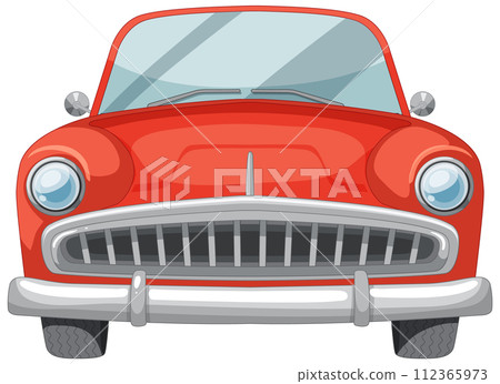 Classic Red Car Front View Illustration Classic Red Car Front View Illustration 112365973