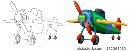From Sketch to Colorful Vector Airplane 112365983