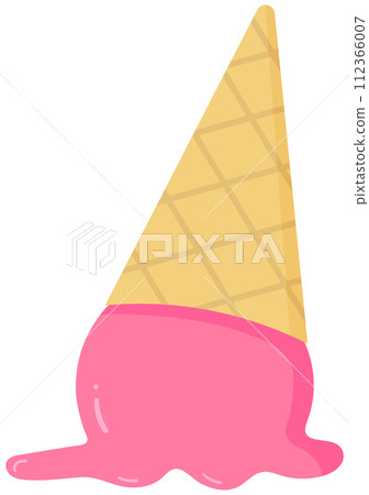 summer set hand drawn cute colorful kawaii ice cream Melting strawberry Ice Cream in a Cone 112366007