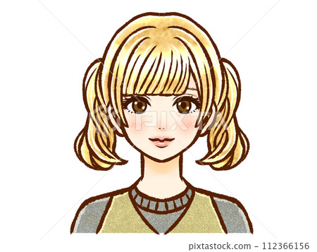 Illustration material of an adult woman with blonde twintails Illustration material of an adult woman with blonde twintails 112366156