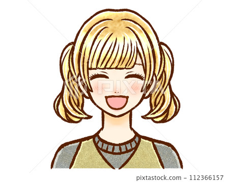 Illustration material of a laughing adult woman with blonde twintails Illustration material of a laughing adult woman with blonde twintails 112366157