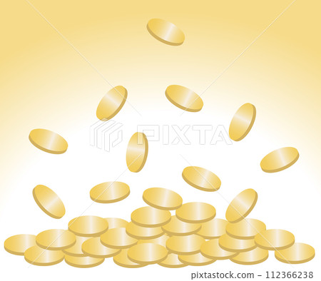 Shining gold coins pouring down 112366238