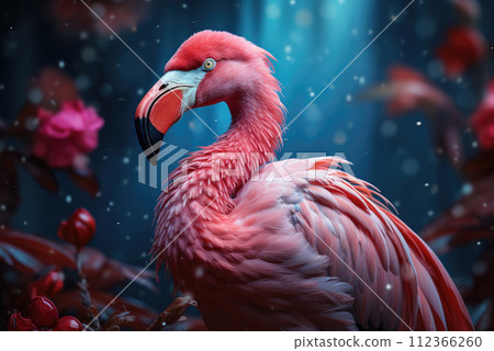 Pink flamingo on a colourful background 112366260