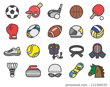 按事件排列的運動圖示插圖集(線條畫顏色) 按事件排列的運動圖示插圖集(線條畫顏色) 112366593