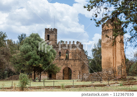 Royal Fasil Ghebbi palace, castle in Gondar, Ethiopia, cultural Heritage architecture 112367030