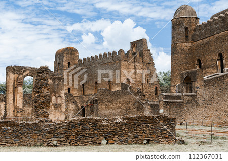 Royal Fasil Ghebbi palace, castle in Gondar, Ethiopia, cultural Heritage architecture 112367031