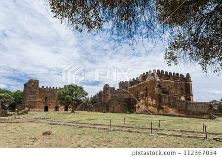 Royal Fasil Ghebbi palace, castle in Gondar, Ethiopia, cultural Heritage architecture Royal Fasil Ghebbi palace, castle in Gondar, Ethiopia, cultural Heritage architecture 112367034