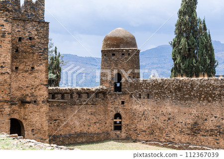 Royal Fasil Ghebbi palace, castle in Gondar, Ethiopia, cultural Heritage architecture Royal Fasil Ghebbi palace, castle in Gondar, Ethiopia, cultural Heritage architecture 112367039
