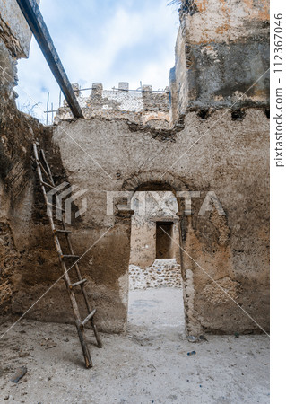 Ruins of Guzara royal palace, Gondar Ethiopia, African heritage architecture 112367046