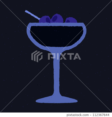 Dark purple cocktail with blackberries. Alcohol drink in margarita glass. Stemware glass Dark purple cocktail with blackberries. Alcohol drink in margarita glass. Stemware glass 112367644