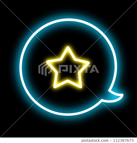 帶有閃閃發光的星標的霓虹色語音氣泡的插圖圖標 112367673