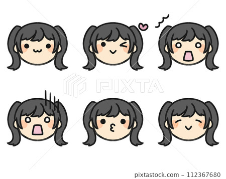Twintails and various facial expressions set Twintails and various facial expressions set 112367680