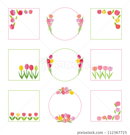 Tulip frame illustration design set Tulip frame illustration design set 112367725