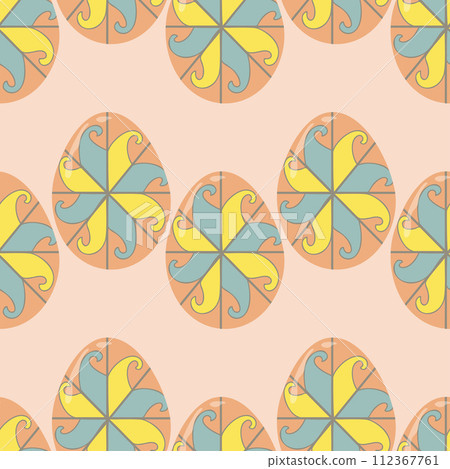 Easter egg with ukrainian ornament seamless pattern.  112367761