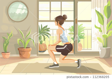Young woman doing lower body training indoors 112368205