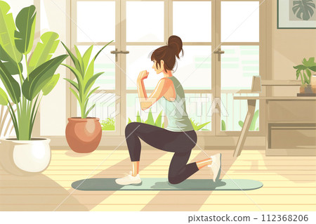 Young woman doing lower body training indoors 112368206