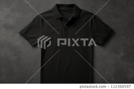 blank of black Polo Shirt Mockup,grey background 112368597