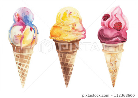 gelato in a cone 112368600