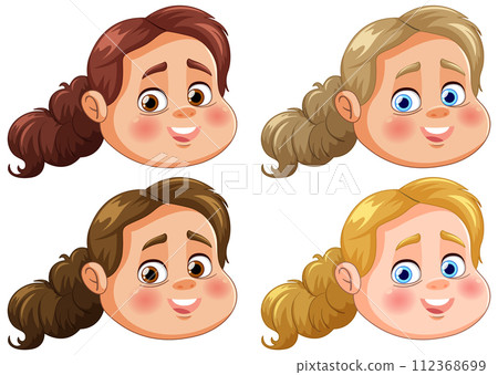 Diverse Cartoon Children Faces Collection Diverse Cartoon Children Faces Collection 112368699