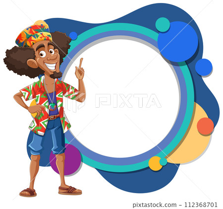 Joyful Character with Abstract Frame Joyful Character with Abstract Frame 112368701