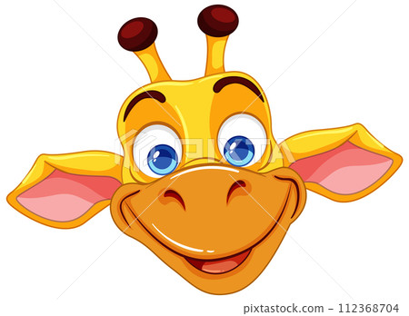 Cheerful Cartoon Giraffe Face 112368704