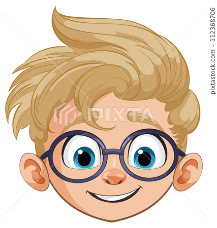 Cheerful Boy with Glasses Illustration 112368706