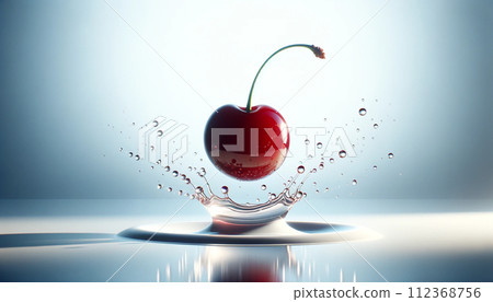Delicious fruit cherries, cherries in the water, cherries dancing with water drops, bright red cherries, beautiful cherries, commercial cherry pictures, cherries dancing with water drops 112368756