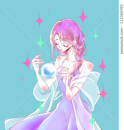 Fortune teller woman crystal ball glitter 112368765