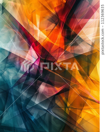 Abstract expressionism combines hand-drawn lines, fractal art on a polygonal design backdrop. Abstract expressionism combines hand-drawn lines, fractal art on a polygonal design backdrop. 112369635