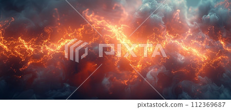 Abstract grids are illuminated by light leaks in kaleidoscopic smoke effects, creating a mesmerizing display. 112369687