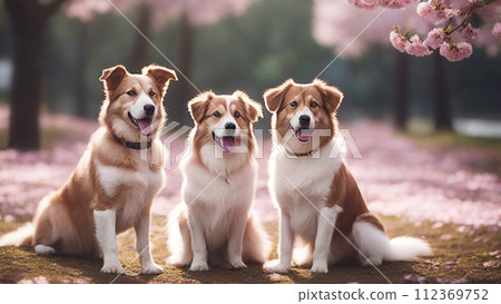 Cherry blossoms and dogs 112369752