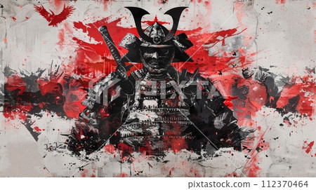 Sumi-e style samurai illustration, Generative AI AI image 112370464