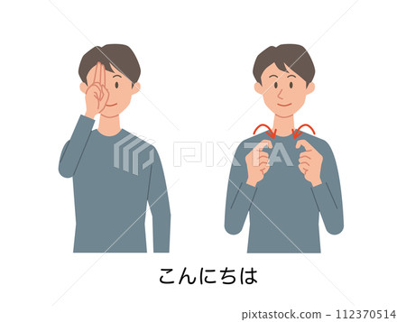 一個男人用手語打招呼的插圖 112370514