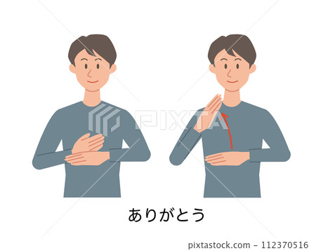 一個男人用手語說謝謝的插圖 一個男人用手語說謝謝的插圖 112370516