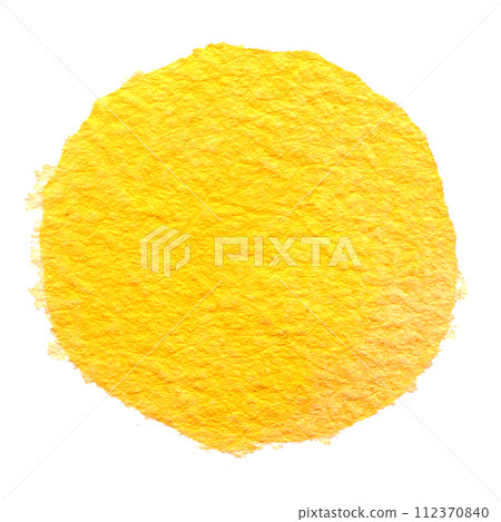 Orange watercolor circle isolated on white background. Fire round shape, watercolour stains. Orange red yellow circle 112370840