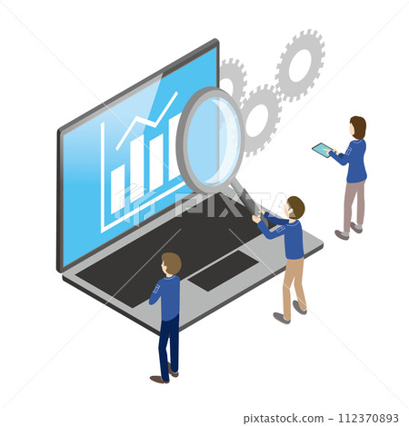 A worker checking graph data A worker checking graph data 112370893