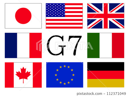 Flags of countries participating in the G7 summit 112371049