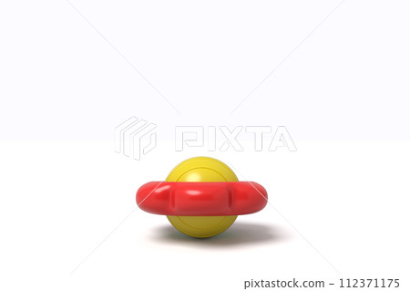 Red and yellow gyroscope on white background 112371175