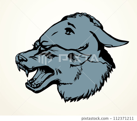 Vector drawing. Wolf in sheep's clothing 112371211