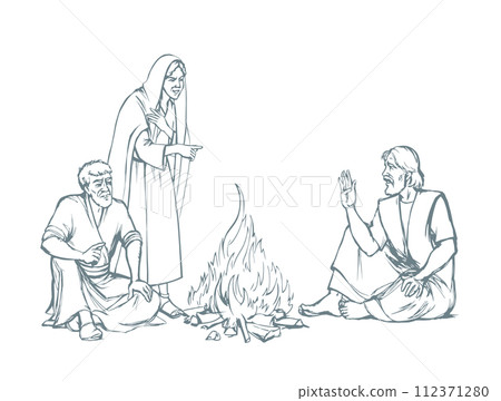 Vector drawing. Man sitting on the ground 112371280