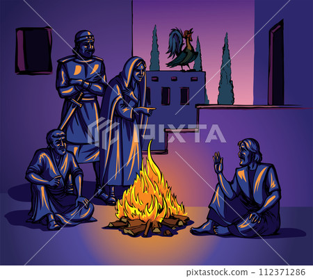 Vector drawing. Man sitting on the ground 112371286